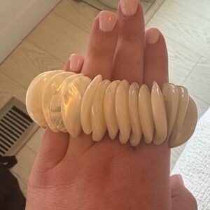 Cream Shell Disk Stretch Bracelet - Women's Jewelry